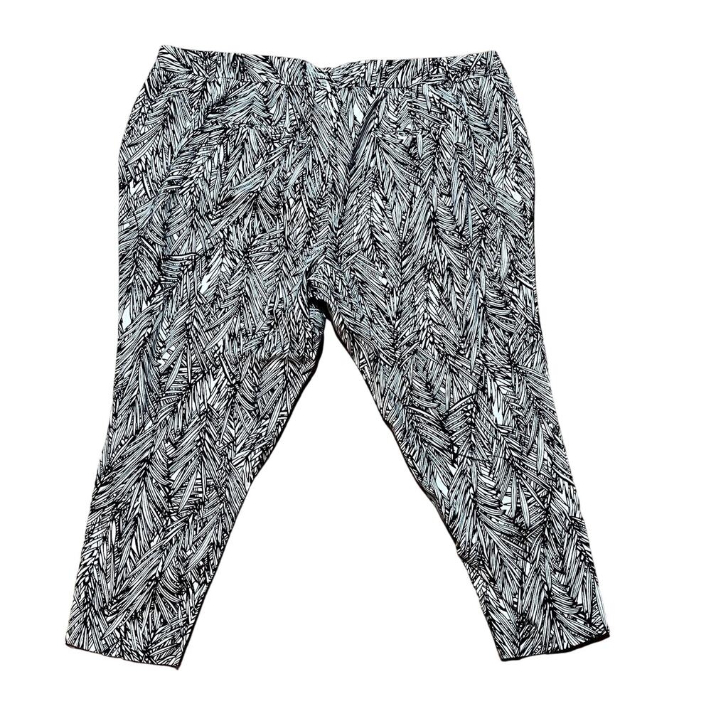 Coldwater Creek Natural Fit High Rise Pant Women's Plus 24 Black Palm Leaf READ